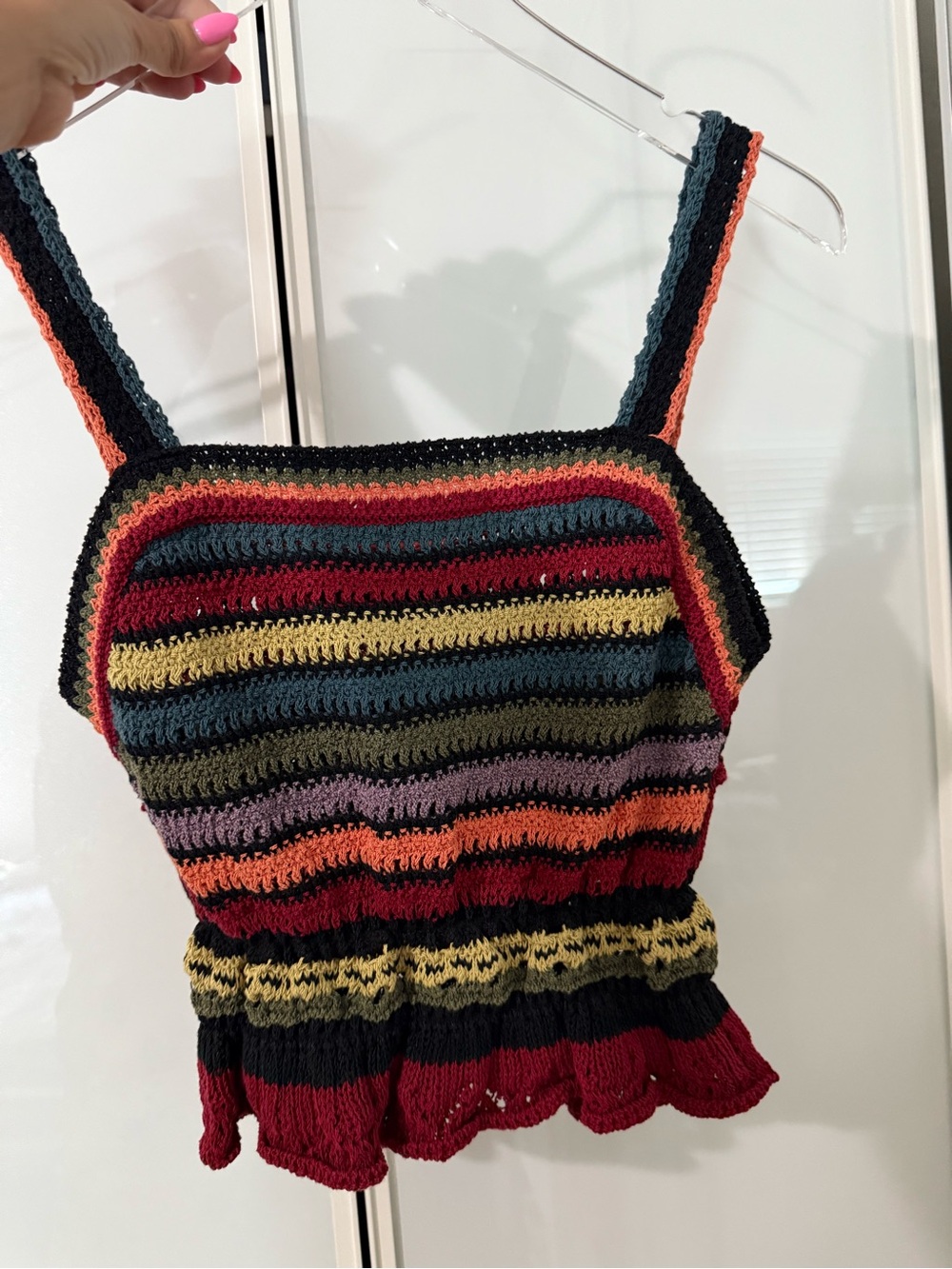 Zara Multicolor Crochet Striped Tank Top - Picture 6 of 8